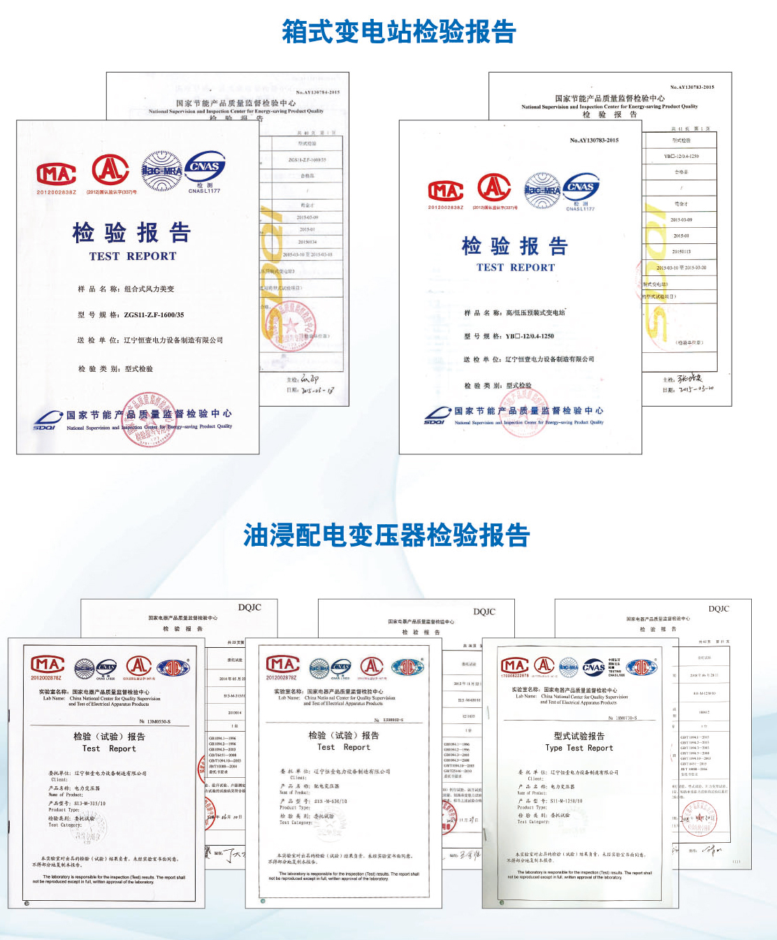 箱变及油变检验报告